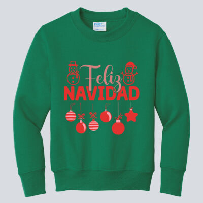 Youth Crewneck - Winter Holidays - Feliz Festive - Red Thumbnail